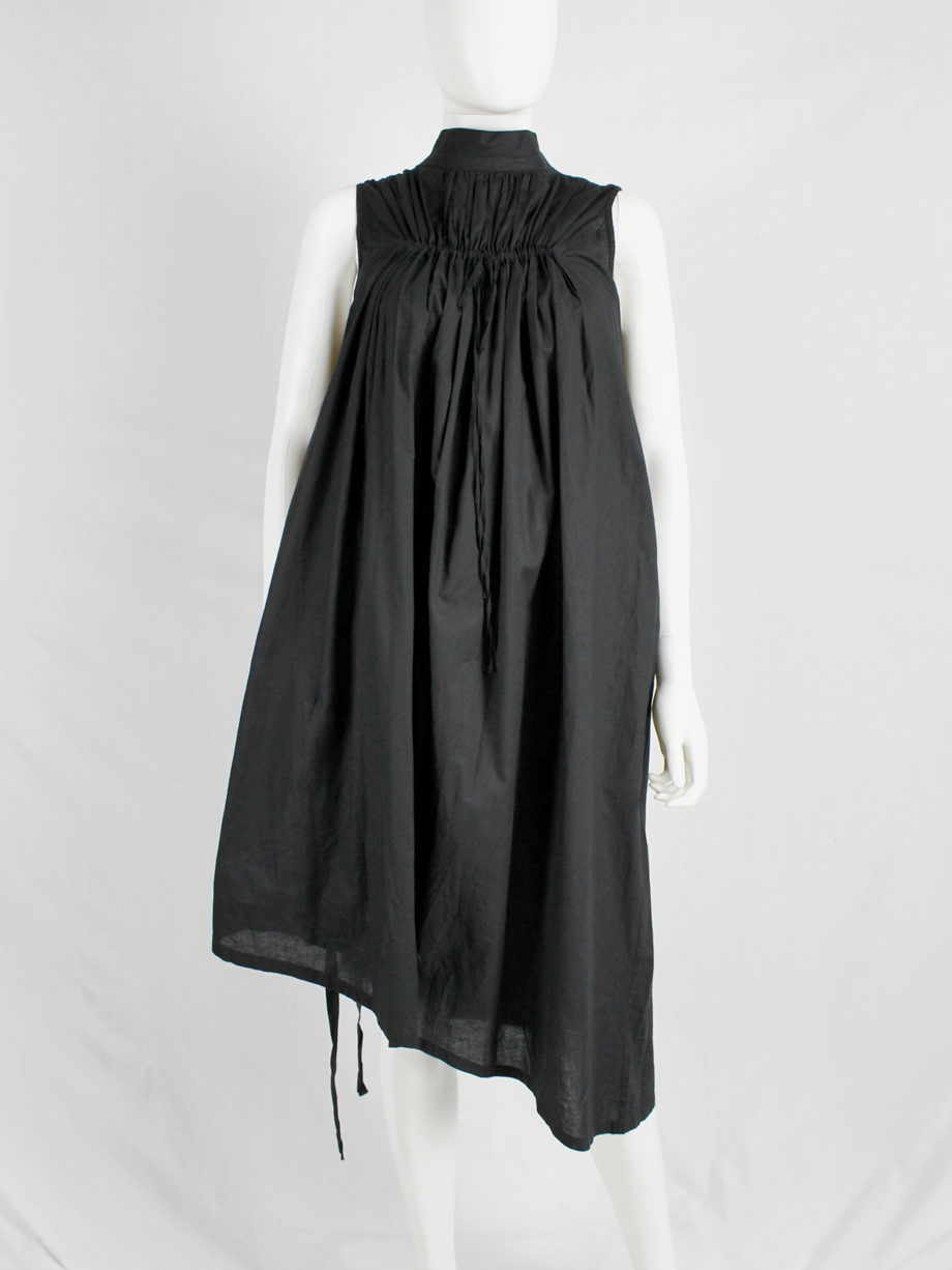 Ann Demeulemeester black garhered dress or top with fine pleats at the top fall 2009 (1)