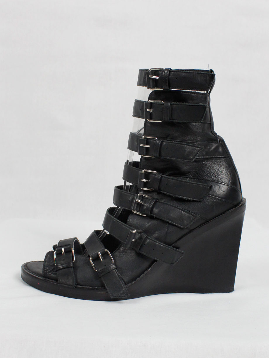 Ann Demeulemeester black wedge sandals with buckle belts Spring 2010 (1)