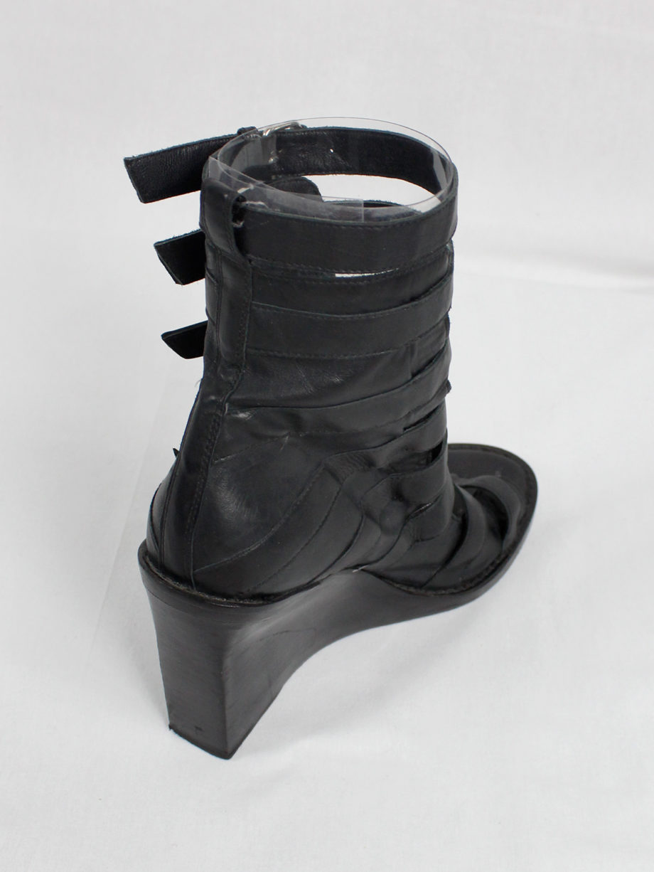 Ann Demeulemeester black wedge sandals with buckle belts Spring 2010 (10)