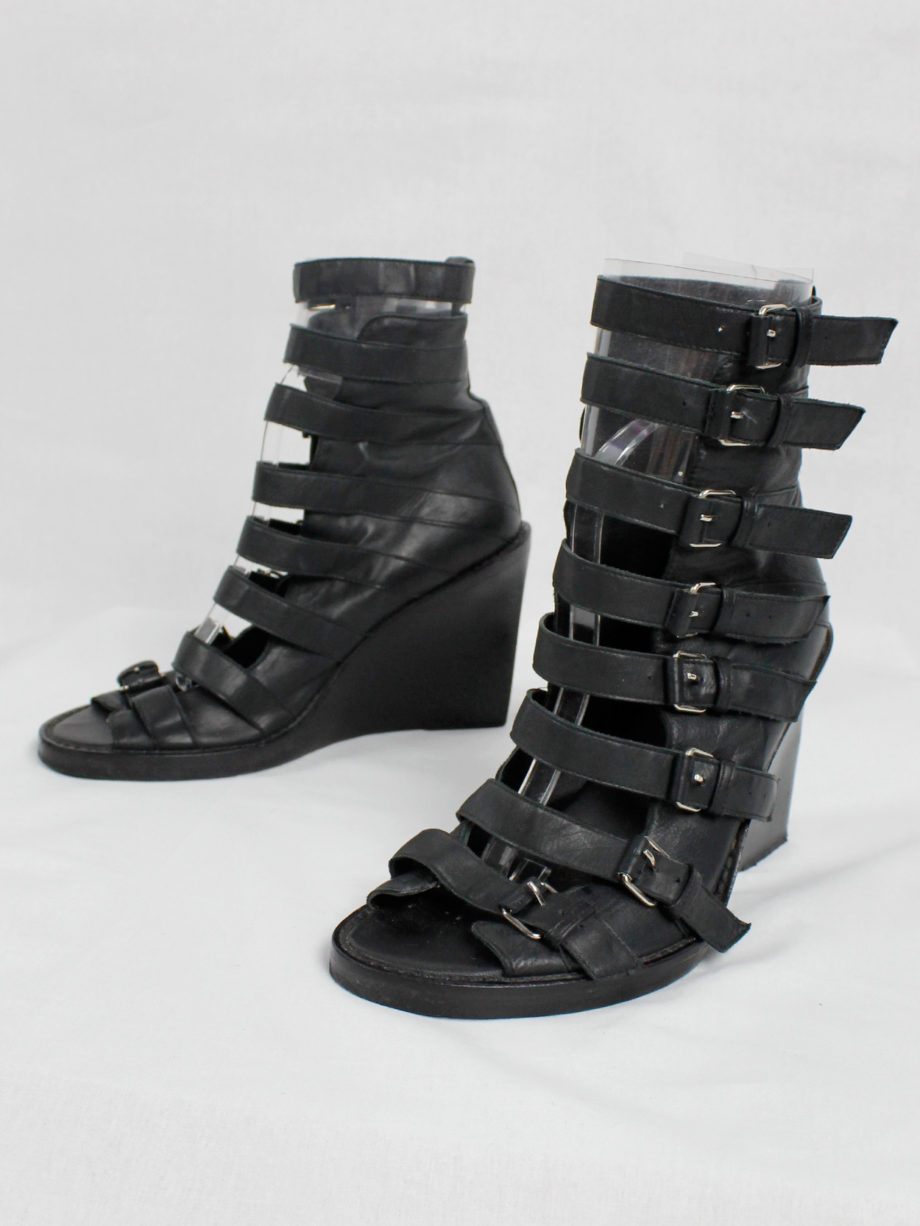 Ann Demeulemeester black wedge sandals with buckle belts Spring 2010 (16)
