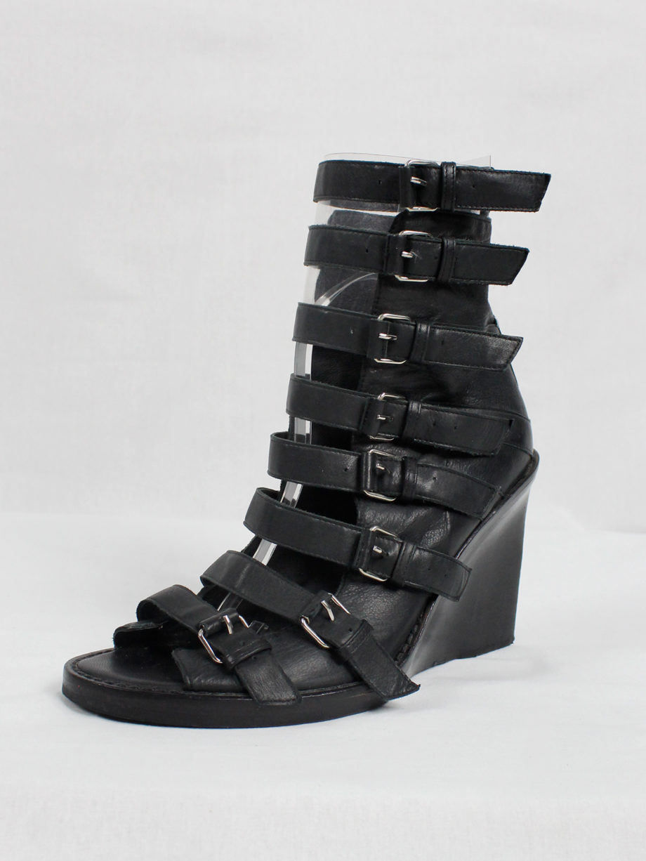 Ann Demeulemeester black wedge sandals with buckle belts Spring 2010 (2)