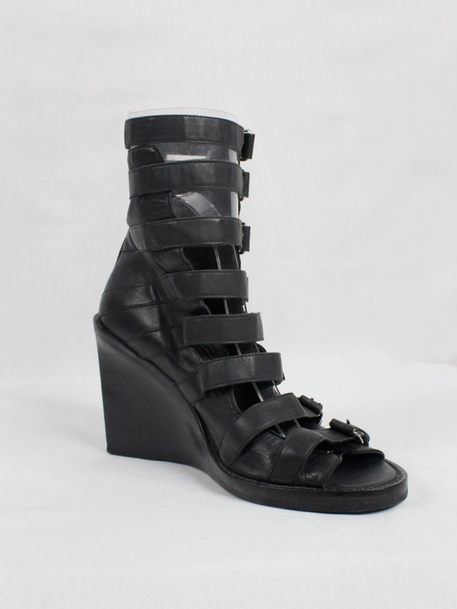 Ann Demeulemeester black wedge sandals with buckle belts Spring 2010 (4)