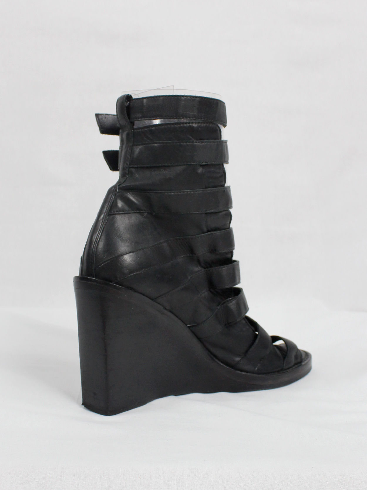 Ann Demeulemeester black wedge sandals with buckle belts Spring 2010 (6)