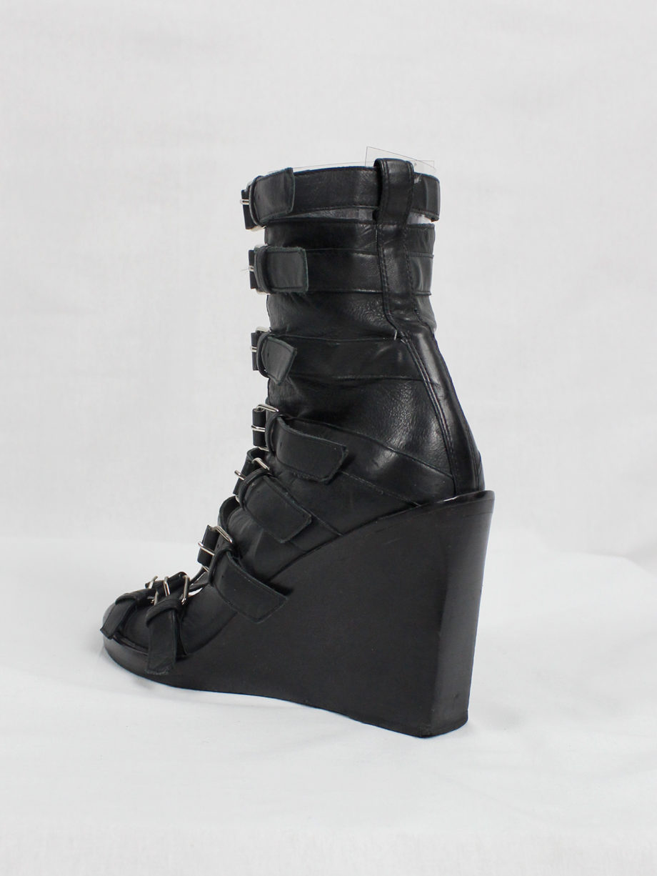 Ann Demeulemeester black wedge sandals with buckle belts Spring 2010 (8)