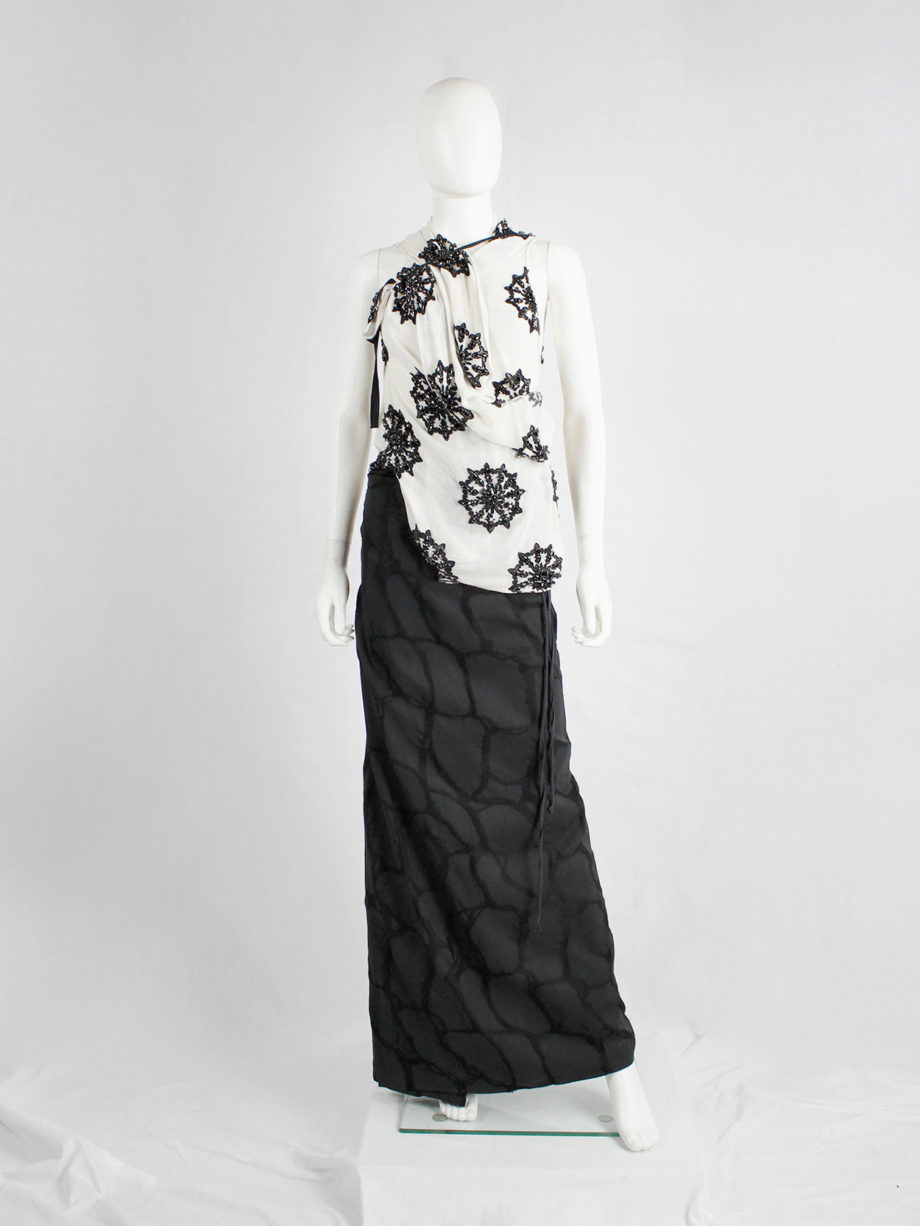 Ann Demeulemeester black wrap maxi dress with netting pattern spring 2001 (7)