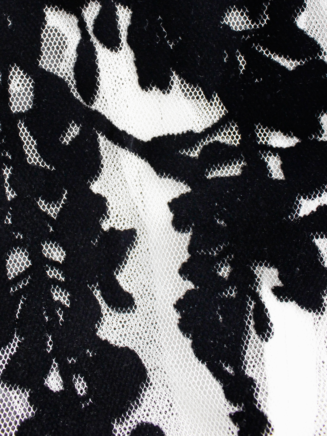 Ann Demeulemeester white mesh top with black velvet wisteria print spring 2014 (4)