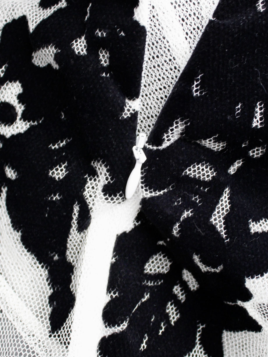 Ann Demeulemeester white mesh top with black velvet wisteria print spring 2014 (6)