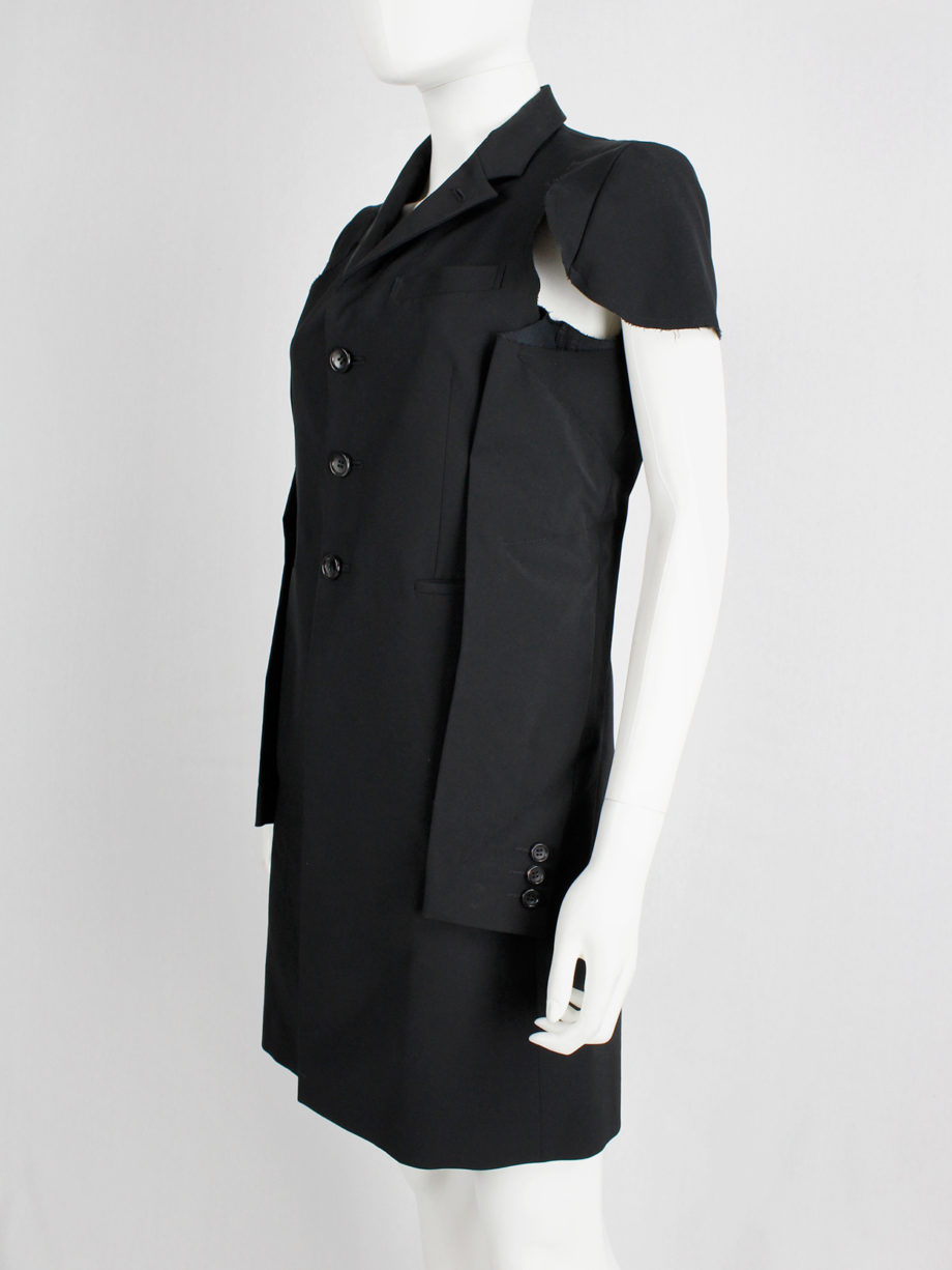 Comme des Garcons black deconstructed jacket with cut off sleeves sewn on the sides spring 2012 (16)
