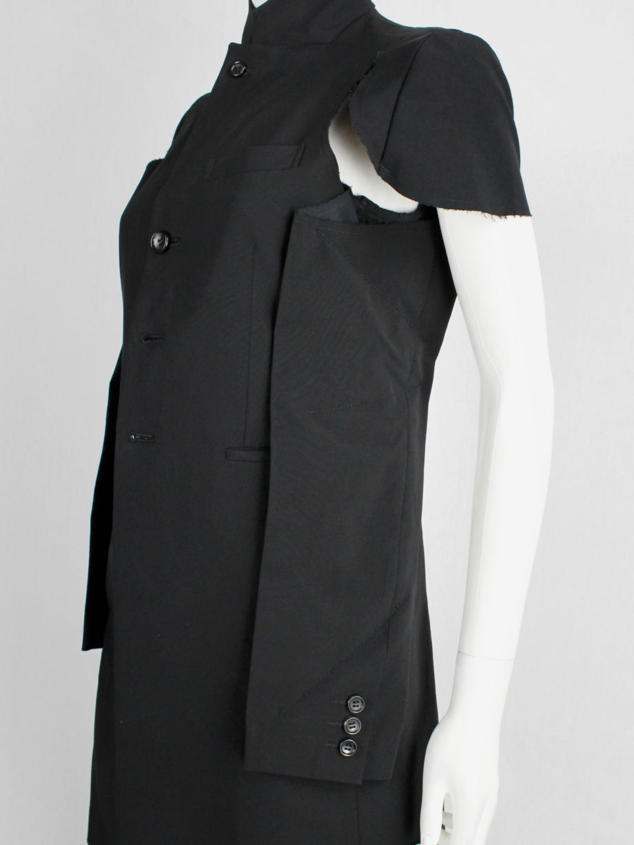 Comme des Garcons black deconstructed jacket with cut off sleeves sewn on the sides spring 2012 (4)