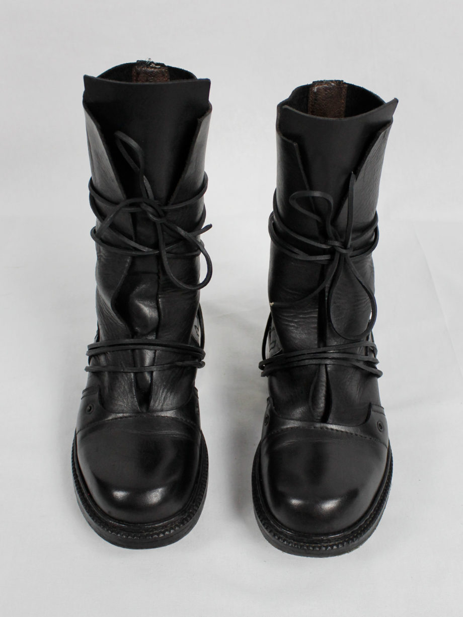 Dirk Bikkembergs black tall boots with laces through the metal heel 1990s 90s (10)