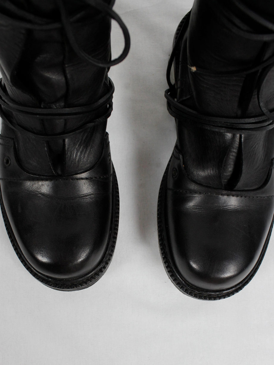 Dirk Bikkembergs black tall boots with laces through the metal heel 1990s 90s (11)