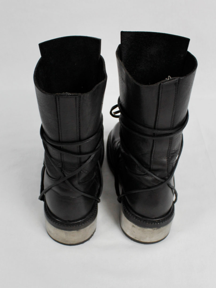 Dirk Bikkembergs black tall boots with laces through the metal heel 1990s 90s (12)