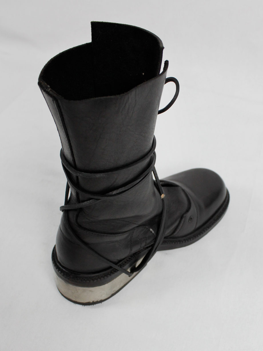 Dirk Bikkembergs black tall boots with laces through the metal heel 1990s 90s (16)
