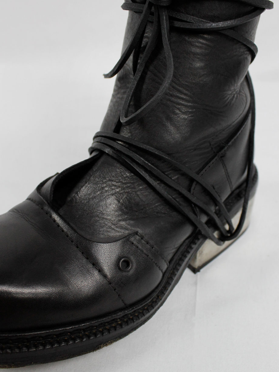 Dirk Bikkembergs black tall boots with laces through the metal heel 1990s 90s (18)
