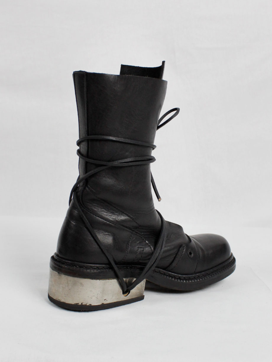Dirk Bikkembergs black tall boots with laces through the metal heel 1990s 90s (7)