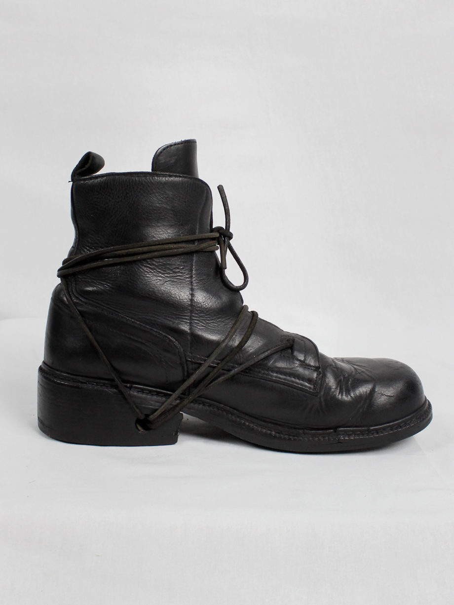 Dirk Bikkembergs black tall boots with laces through the soles 1990s 90s (11)