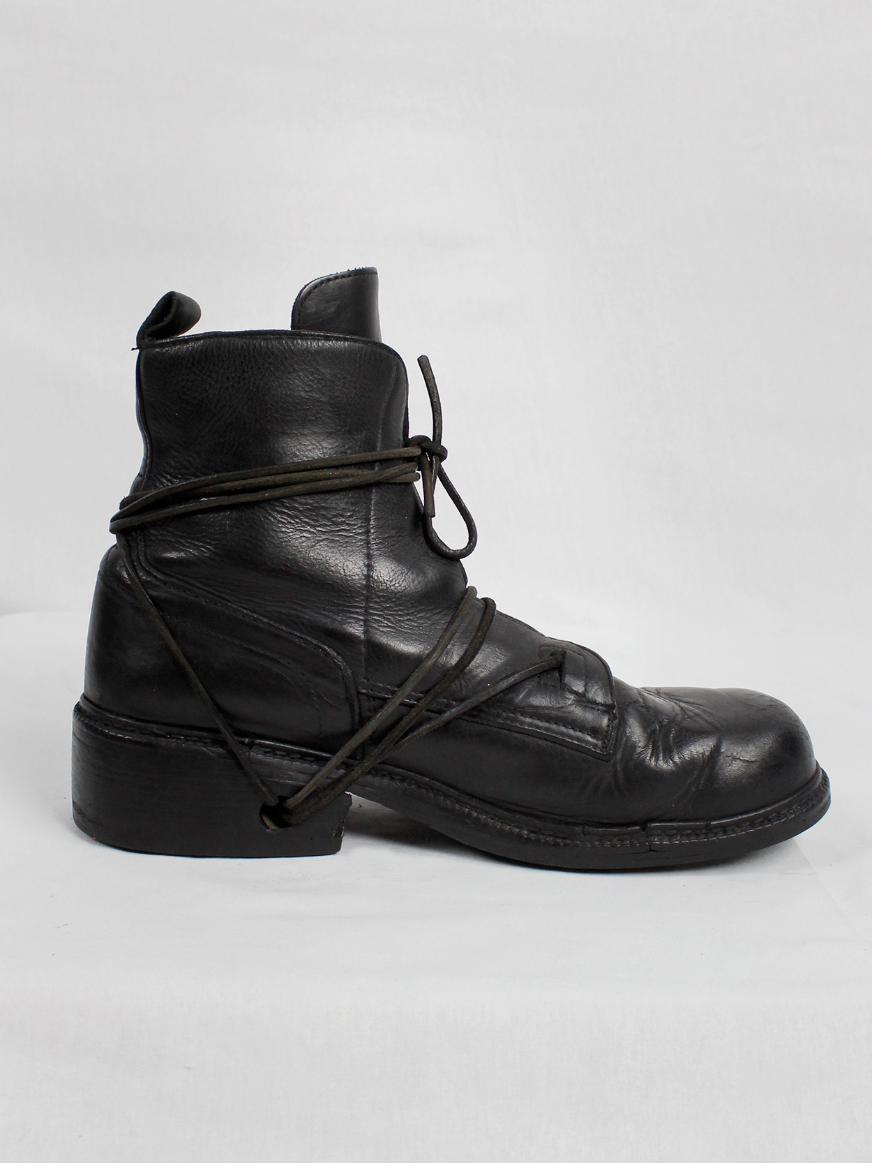 Dirk Bikkembergs black tall boots with laces through the soles (45/46 ...