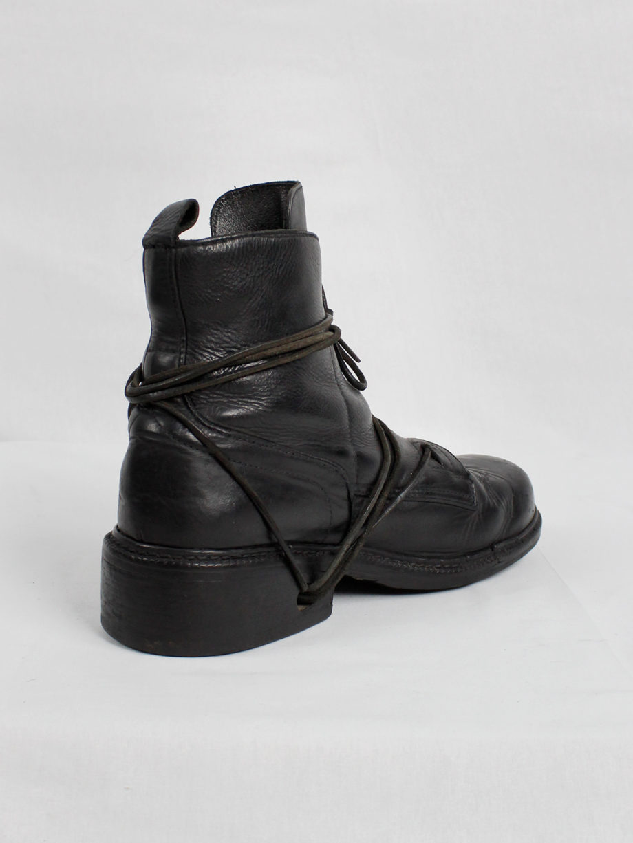 Dirk Bikkembergs black tall boots with laces through the soles 1990s 90s (12)