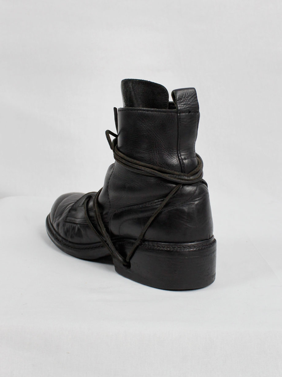 Dirk Bikkembergs black tall boots with laces through the soles 1990s 90s (14)