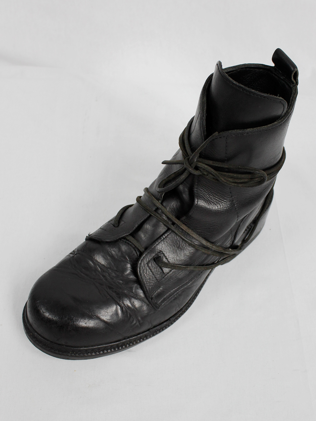 Dirk Bikkembergs black tall boots with laces through the soles 1990s 90s (15)