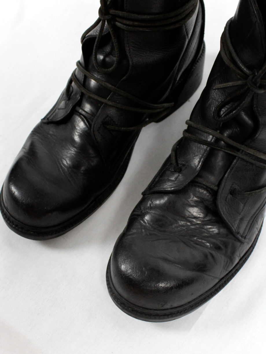 Dirk Bikkembergs black tall boots with laces through the soles 1990s 90s (18)