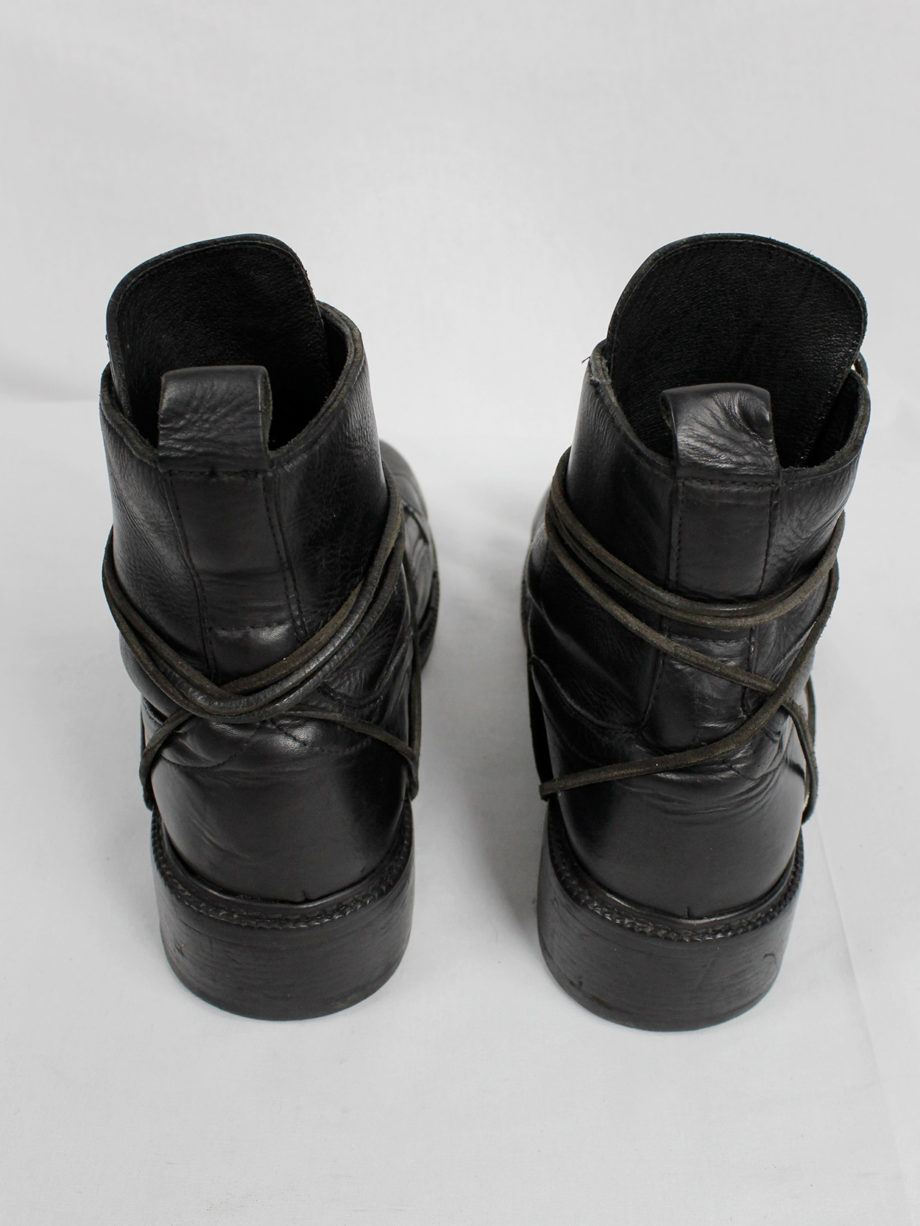 Dirk Bikkembergs black tall boots with laces through the soles 1990s 90s (2)