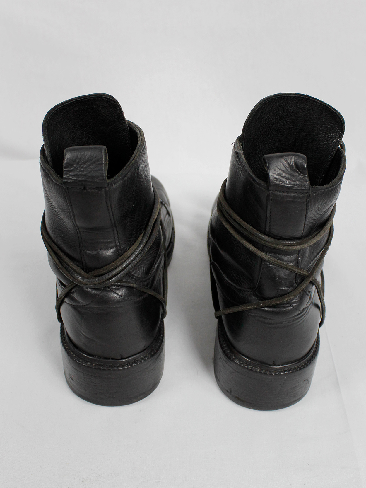 Dirk Bikkembergs black tall boots with laces through the soles (45/46 ...