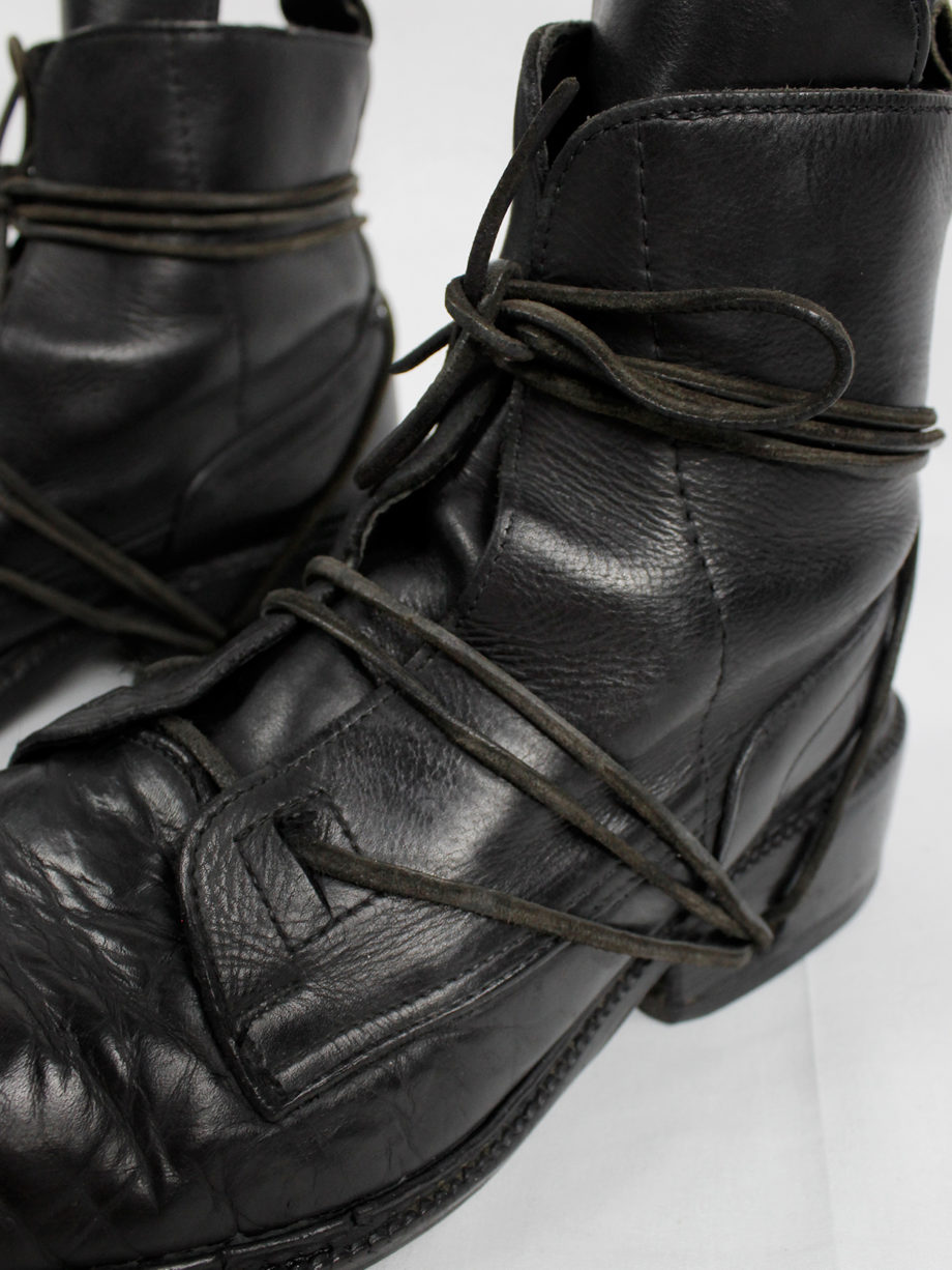 Dirk Bikkembergs black tall boots with laces through the soles 1990s 90s (21)