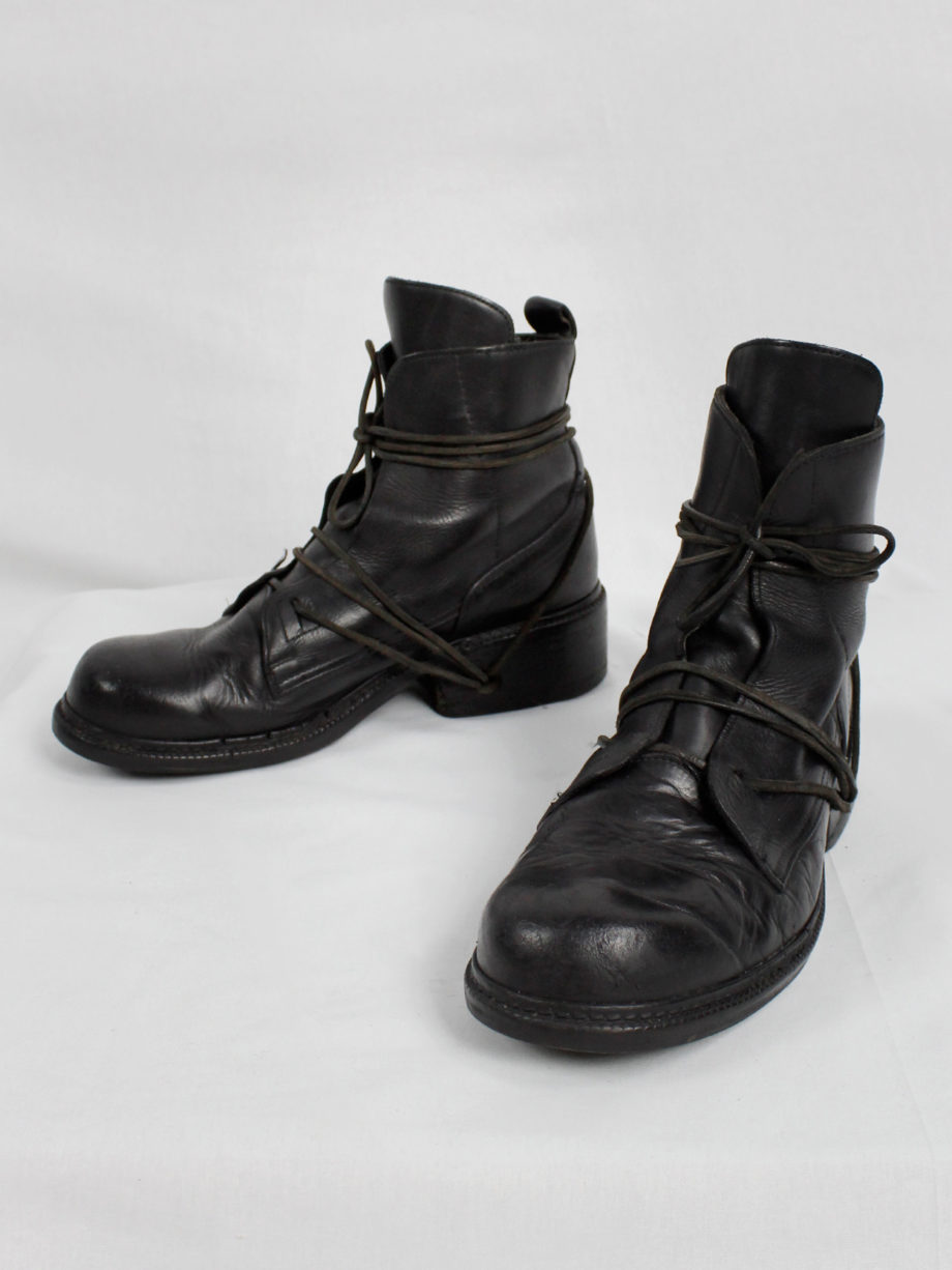 Dirk Bikkembergs black tall boots with laces through the soles 1990s 90s (6)