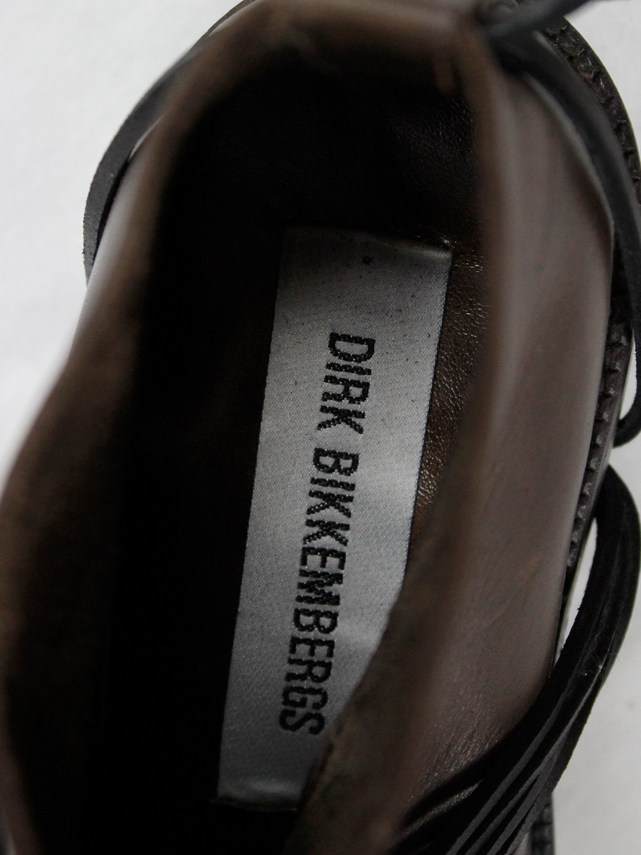 Dirk Bikkembergs brown boots with flap and laces through the soles fall 1994 (1)