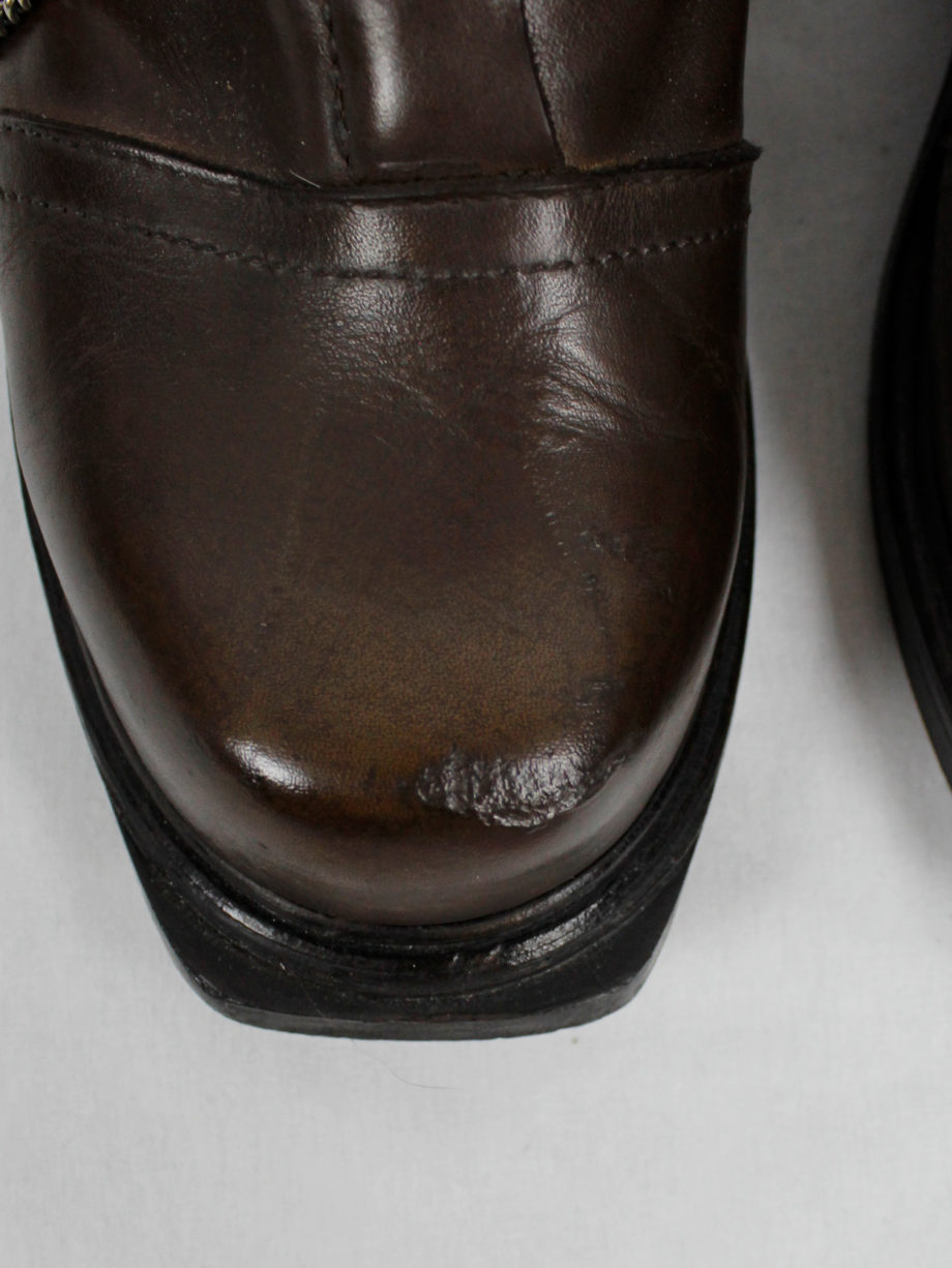 Dirk Bikkembergs brown mountaineering boots with silver chain through the soles 1990s 90s (12)