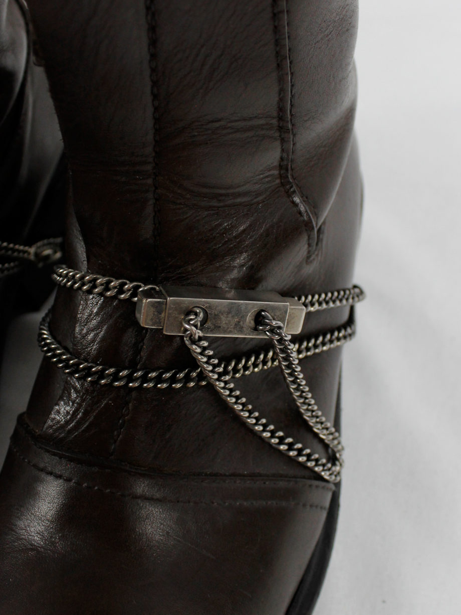 Dirk Bikkembergs brown mountaineering boots with silver chain through the soles 1990s 90s (13)
