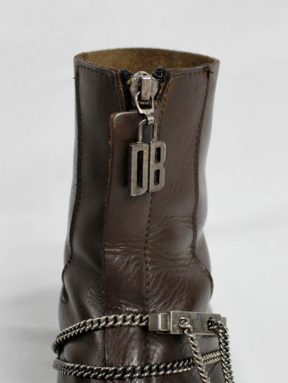 Dirk Bikkembergs brown mountaineering boots with silver chain through the soles 1990s 90s (14)
