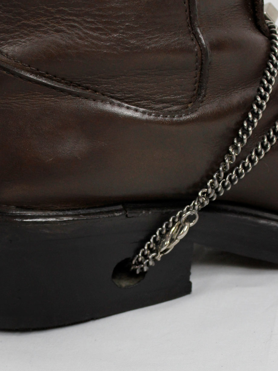 Dirk Bikkembergs brown mountaineering boots with silver chain through the soles 1990s 90s (15)