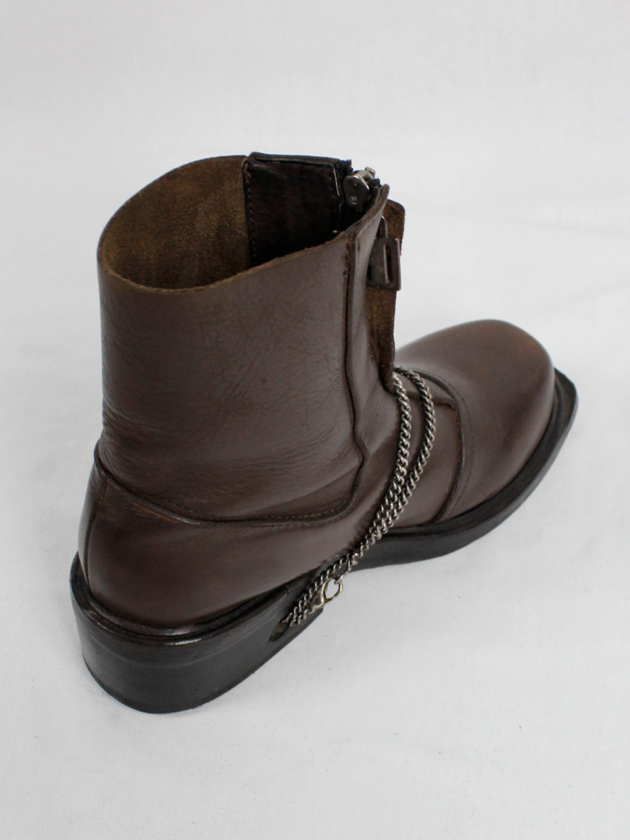 Dirk Bikkembergs brown mountaineering boots with silver chain through the soles 1990s 90s (17)