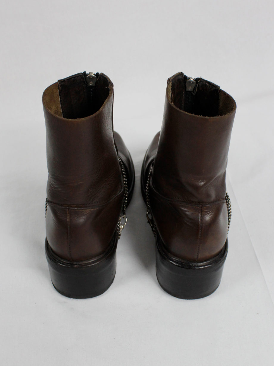 Dirk Bikkembergs brown mountaineering boots with silver chain through the soles 1990s 90s (18)