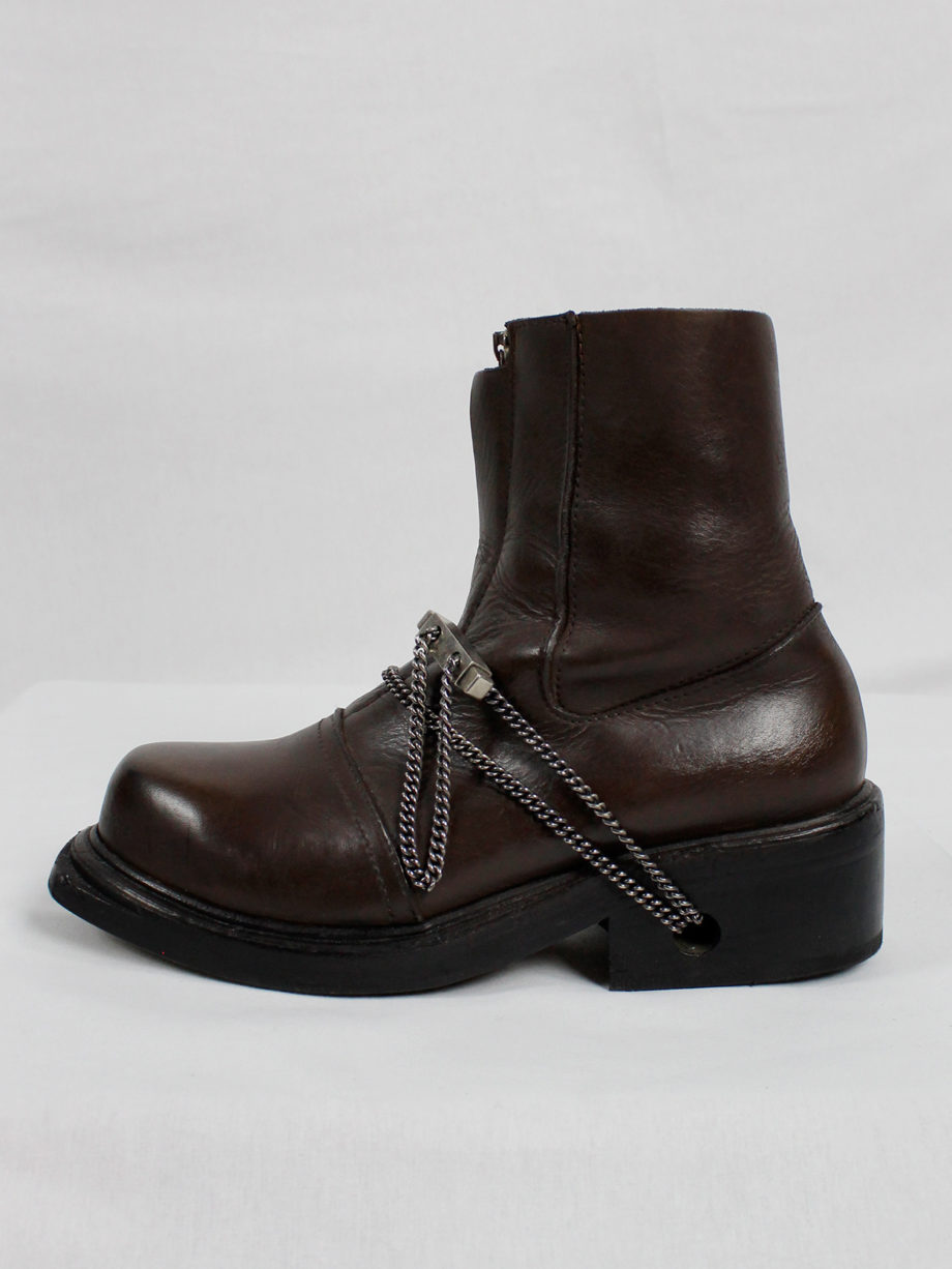 Dirk Bikkembergs brown mountaineering boots with silver chain through the soles 1990s 90s (2)