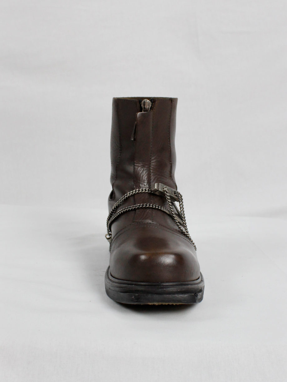 Dirk Bikkembergs brown mountaineering boots with silver chain through the soles 1990s 90s (4)