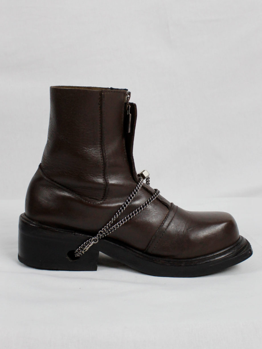 Dirk Bikkembergs brown mountaineering boots with silver chain through the soles 1990s 90s (6)