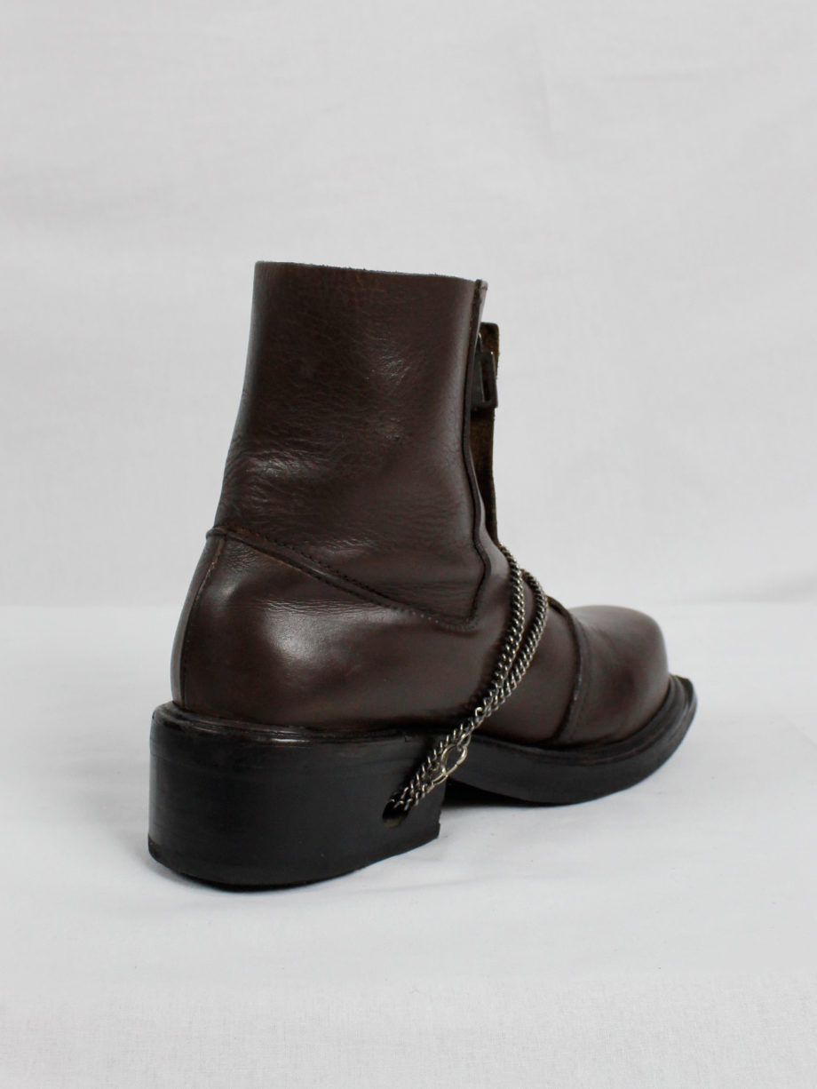 Dirk Bikkembergs brown mountaineering boots with silver chain through the soles 1990s 90s (7)