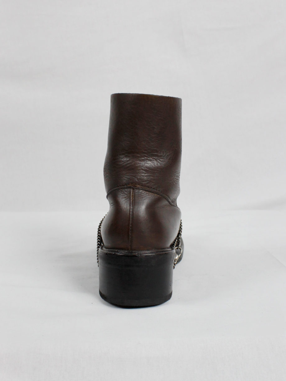 Dirk Bikkembergs brown mountaineering boots with silver chain through the soles 1990s 90s (8)