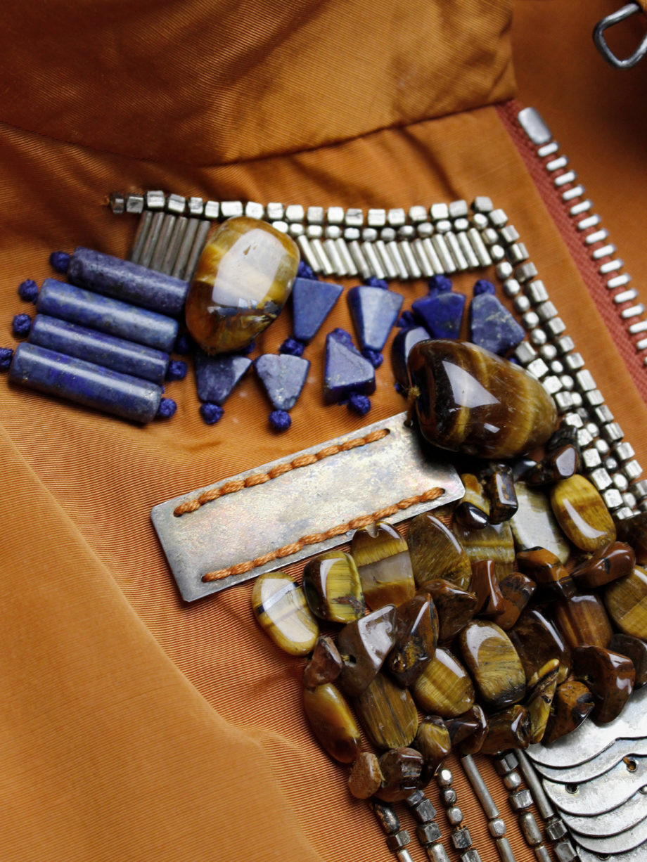 Dries Van Noten orange bomber jacket with gemstones and metal plating spring 2008 (18)