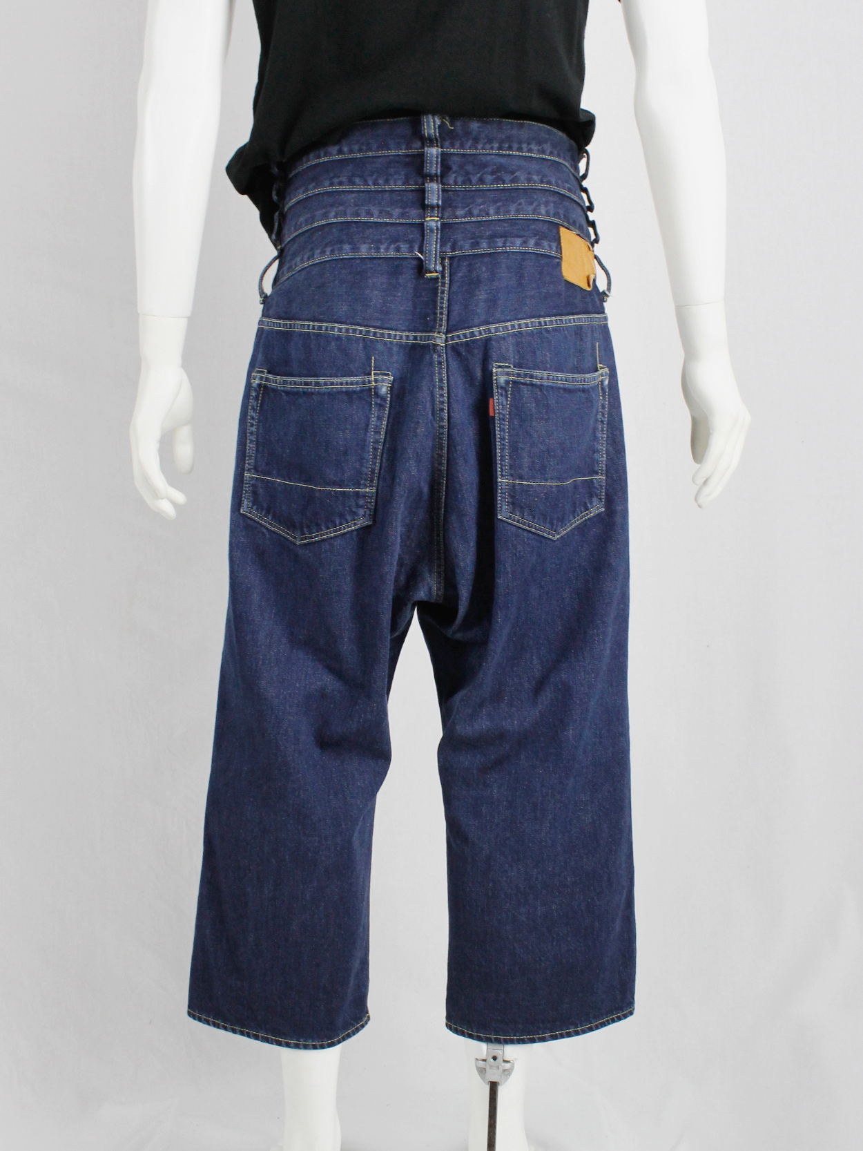 Ganryu denim trousers with quadruple waistband and dropped crotch — AD 2012 (12)