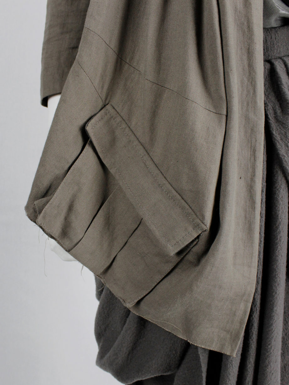Haider Ackermann beige jacket with draping cut outs and cargo pocket spring 2010 (10)