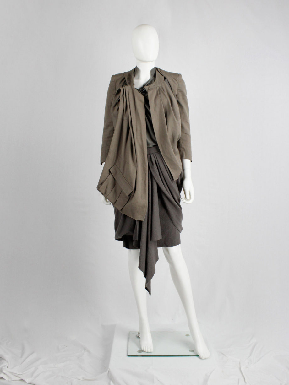 Haider Ackermann beige jacket with draping cut outs and cargo pocket spring 2010 (11)