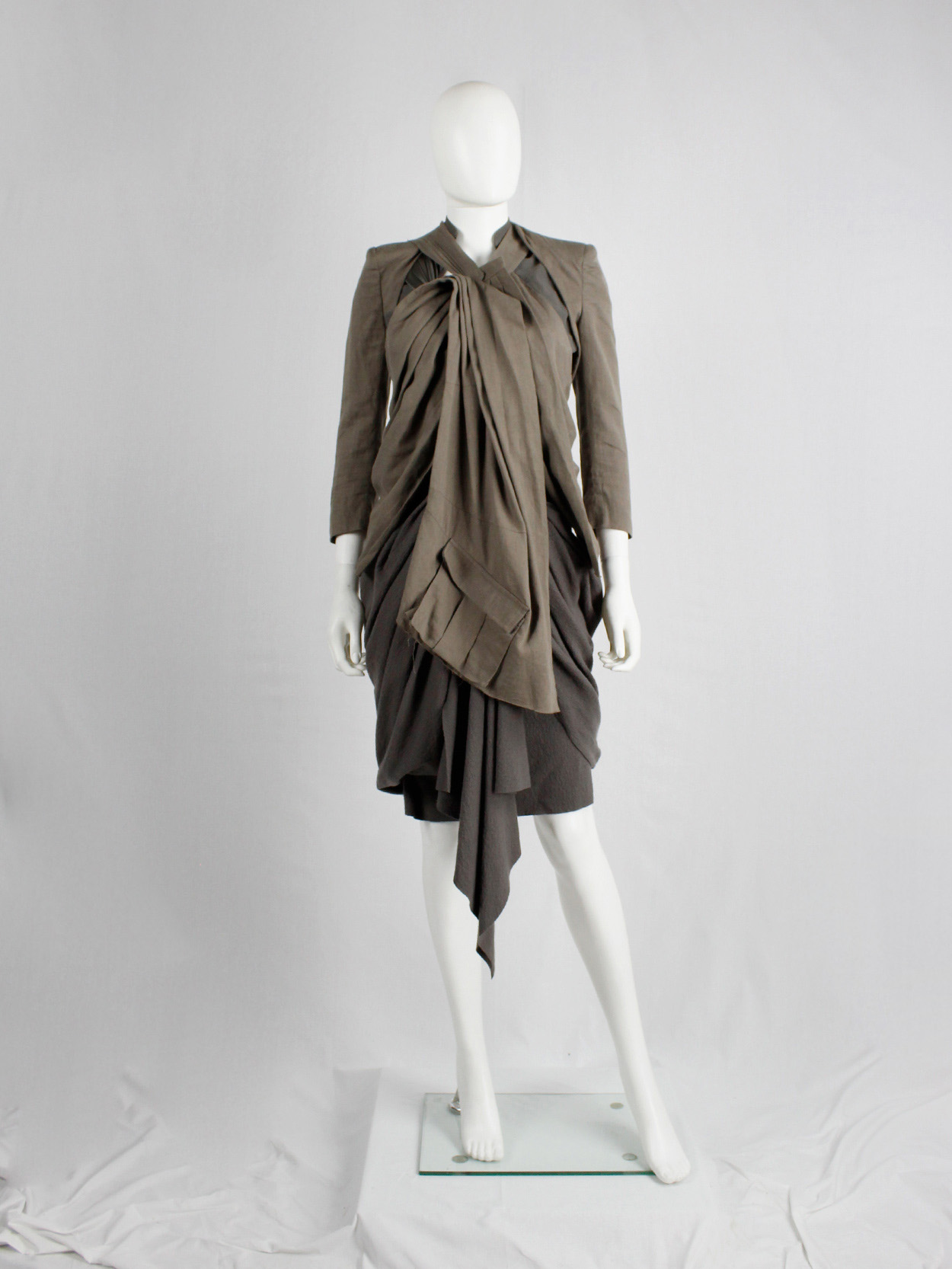 Haider Ackermann beige jacket with draping cut outs and cargo pocket spring 2010 (12)
