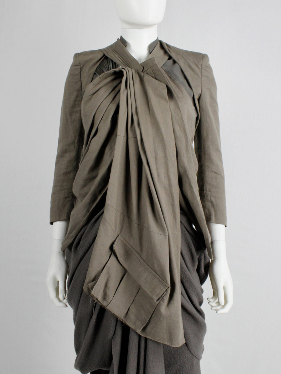 Haider Ackermann beige jacket with draping cut outs and cargo pocket spring 2010 (13)