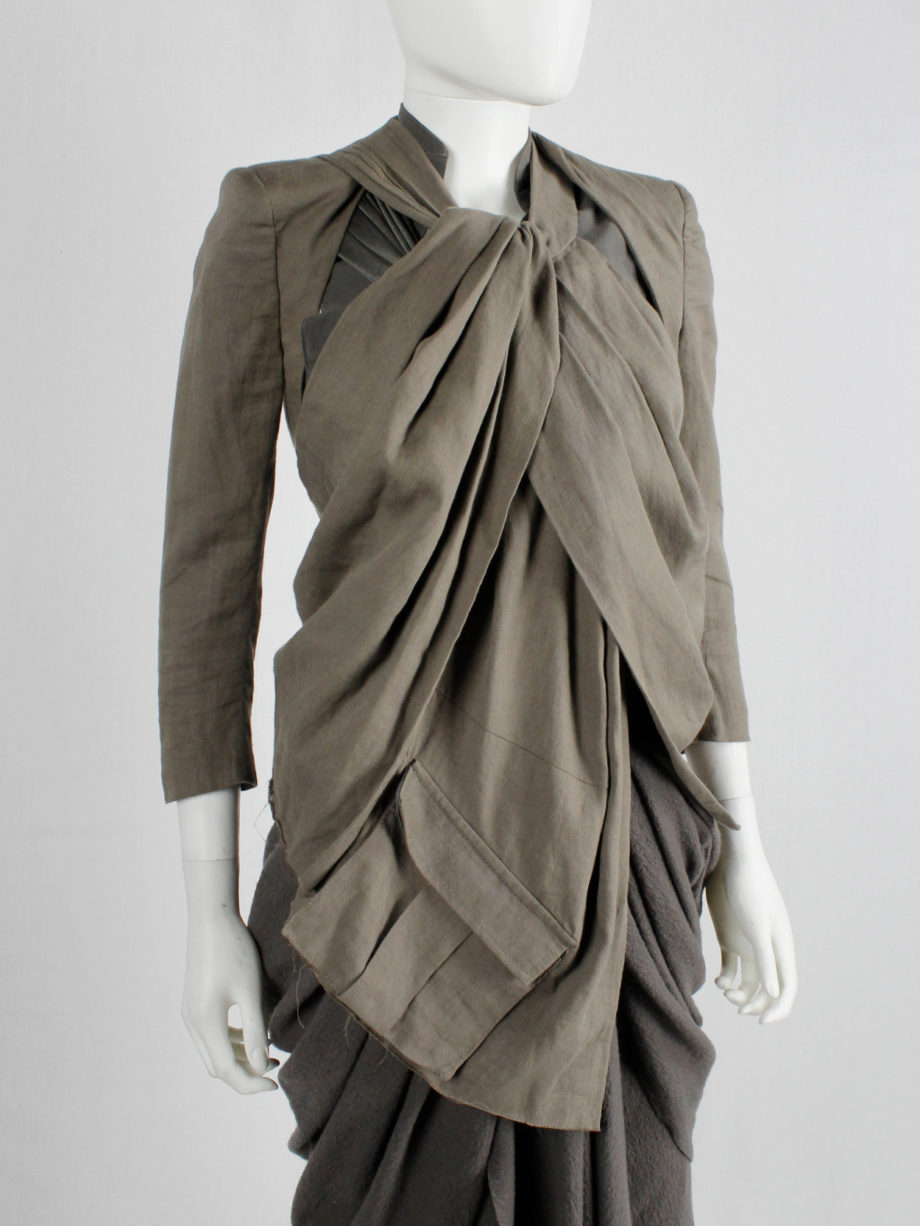 Haider Ackermann beige jacket with draping cut outs and cargo pocket spring 2010 (16)