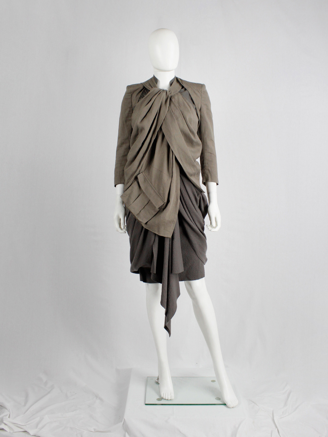 Haider Ackermann beige jacket with draping cut outs and cargo pocket spring 2010 (18)