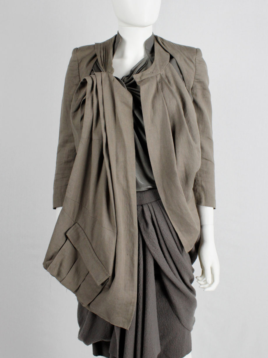 Haider Ackermann beige jacket with draping cut outs and cargo pocket spring 2010 (8)